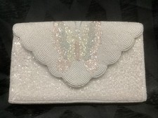 Usado, Deslumbrante bolsa clutch de festa/noiva branca com miçangas ~ Borboleta comprar usado  Enviando para Brazil
