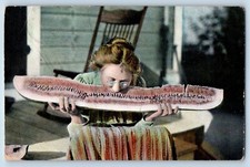 Woman eating postcard for sale  Terre Haute