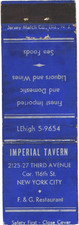 Capa Matchbook Vintage Vinhos Importados New York City New York Imperial Tavern comprar usado  Enviando para Brazil