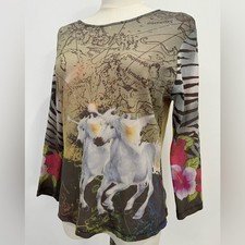 Blusa de malha LIA fantasia unicórnio zebra estampa floral Y2K fada grunge comprar usado  Enviando para Brazil