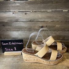 Sandalias de tacón de cuña Sam Edelman Rydell beige charol para mujer talla 8 segunda mano  Embacar hacia Argentina