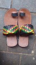 Sandálias de couro africano tecidas à mão e pneus reais com miçangas rasta multicoloridas comprar usado  Enviando para Brazil