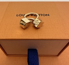 AUTÊNTICO ANEL CUBO DUPLO LOUIS VUITTON metal dourado comprar usado  Enviando para Brazil