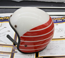 Capacete vintage ROP Bumble Bee branco e vermelho listrado motocicleta vintage dos anos 1970 comprar usado  Enviando para Brazil