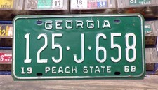 1968 georgia license for sale  Marietta