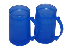 (2) Canecas de refrigerante de cerveja freezer plástico parede dupla azul 6" com alças piscina de verão comprar usado  Enviando para Brazil