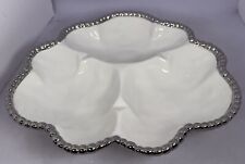 Rara tigela de porcelana branca e prata Pampa Bay Salerno 3 seções 10” linda comprar usado  Enviando para Brazil