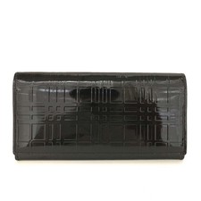 Carteira dupla longa BURBERRY xadrez couro envernizado preta/7BH1660, usado comprar usado  Enviando para Brazil