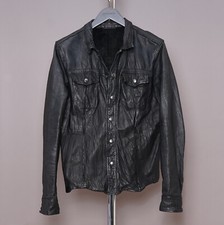 Jaqueta Camisa de Couro ALL SAINTS Masculina MÉDIA Preta LORRIMER Rock Punk, usado comprar usado  Enviando para Brazil