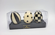 Conjunto de 3 velas artesanais em forma de ovo preto/branco Mackenzie Childs cera de palma, usado comprar usado  Enviando para Brazil