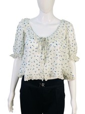 Blusa túnica Doen feminina lazúli branca estampa floral ilhós bordada algodão P comprar usado  Enviando para Brazil