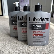 3 x Lubriderm 16 oz para hombre 3 en 1 cuerpo, cara y post-afeitado loción fragancia ligera segunda mano  Embacar hacia Mexico