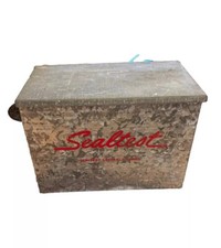 Caixa de leite vintage Sealtest Sheffield Farms refrigerador de varanda galvanizado em relevo comprar usado  Enviando para Brazil