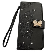 Capa carteira flip couro borboleta gema cartão Samsung LG celular comprar usado  Enviando para Brazil
