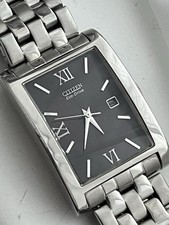 Citizen Eco Drive Tank relógio masculino prata preto estojo quadrado solar vintage romano, usado comprar usado  Enviando para Brazil