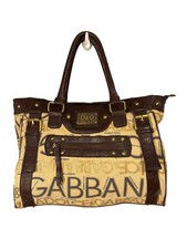 Usado, Bolsa tote vintage D&G Dolce & Gabbana bege logotipo lona acabamento marrom comprar usado Usado, Bolsa tote vintage D&G Dolce & Gabbana bege logotipo lona acabamento marrom comprar usado  Enviando para Brazil