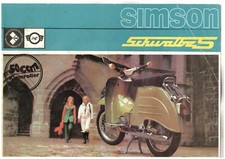 Reklame Prospekt Moped Simson Schwalbe S 1972 Suhl DDR (180) comprar usado  Enviando para Brazil