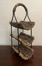 Estante para vino vintage de mimbre y metal porta 3 botellas, barra retro boho de almacenamiento segunda mano  Embacar hacia Mexico