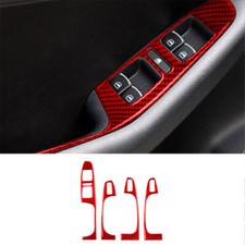 Guarnição de controle de janela de fibra de carbono vermelha 4 peças para Volkswagen Jetta Sedan 2011-2014 comprar usado  Enviando para Brazil