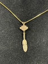 Usado, Colar feminino fino vintage Harley Davidson corrente de ouro 14k com pingente de ouro 10k 10” comprar usado  Enviando para Brazil