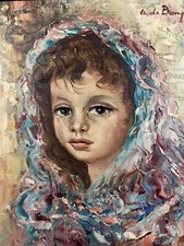 Retrato de uma criança menina maternidade quadro assinado estilo Montparnasse, usado comprar usado Retrato de uma criança menina maternidade quadro assinado estilo Montparnasse, usado comprar usado  Enviando para Brazil