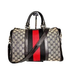 Usado, Bolsa GUCCI Vintage GG Supreme Web Boston Marinha 2 Vias Ombro Bolsa Antiga MBb1698 comprar usado  Enviando para Brazil