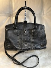 Bolsa Coach cravejada Mercer Mini 2 vias satchel grão 55634 preta tiracolo pequena, usado comprar usado  Enviando para Brazil