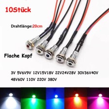 6mm vorverdrahtete LED Metall Anzeigeleuchte 3V 6V 9V-380V Flachkopf Signallampe comprar usado  Enviando para Brazil