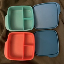 2x Recipientes Divididos para Refeição de Lanche Tupperware Lunch-It 7503 Tampas Azuis 550ml comprar usado  Enviando para Brazil