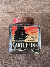 Garrafa vazia vintage Carter’s Ink permanente 176 vermelha pôr do sol com tampa e etiqueta comprar usado  Enviando para Brazil