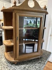 Estojo de madeira vintage CURIO suporte de parede/exibição de pé livre com prateleira lateral comprar usado  Enviando para Brazil