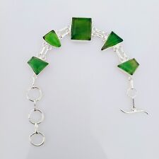 Pulseira de pedra preciosa verde serpentina prata esterlina 925 feita à mão joias comprar usado  Enviando para Brazil