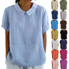 Camiseta Feminina Verão Manga Curta Casual Camisas Soltas Blusa Tops de Algodão Tamanho 6-16 comprar usado  Enviando para Brazil