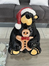 Big Sky Carvers Bearfoots frasco de biscoito vasilha por Jeff Fleming tema de Natal, usado comprar usado  Enviando para Brazil