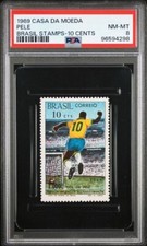 PELE - 1969 Casa da Moeda Brasil 10¢ Selo (1000º gol) - PSA 8 QUASE PERFEITO-PERFEITO comprar usado  Enviando para Brazil