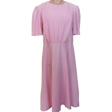 Vintage Anos 80 Feminino Sandi Dee Modesto Vestido Rosa Claro Babado Feminino 13/14 LEIA comprar usado  Enviando para Brazil