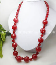 Bonito collar largo de cuentas redondas de piedras preciosas de jade rojo natural de 6 mm 12 mm 18-36"" segunda mano  Embacar hacia Mexico
