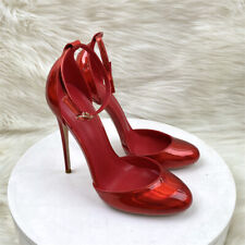 Sexy Zapatos para Mujer Punta Redonda Tacones Altos Bombas Correa al Tobillo Fiesta Tacón Forro Rojo segunda mano  Embacar hacia Mexico