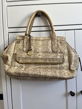 Bolsa satchel Brahmin couro com estampa de cobra (sem alça) grande marfim/taupe LEIA comprar usado  Enviando para Brazil