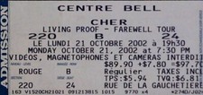 Cher ticket stub for sale  Minneapolis