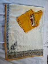Saree white yellow for sale  PORTSMOUTH