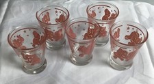 Vintage HAZEL ATLAS Elefante Rosa Dançante com Estrelas Copos de Tiro Duplo Conjunto de 5 comprar usado  Enviando para Brazil