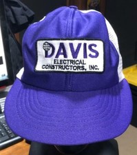Boné vintage Davis Electrical Constructors Inc roxo patch caminhoneiro EUA #K8 comprar usado  Enviando para Brazil