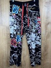 Calça de Moletom Rara Y2K Ed Hardy Gráficos de Tatuagem Lounge Tamanho G Bordado Preto Branco comprar usado Calça de Moletom Rara Y2K Ed Hardy Gráficos de Tatuagem Lounge Tamanho G Bordado Preto Branco comprar usado  Enviando para Brazil