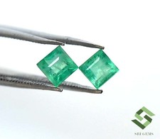Certificado Esmeralda Natural Corte Cuadrado Par 4.25MM 0.93 Cts Suelto Gemas comprar usado  Enviando para Brazil