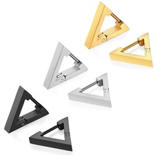 Usado, Brincos masculinos femininos de argola Huggie triângulo de aço inoxidável punk rock comprar usado  Enviando para Brazil