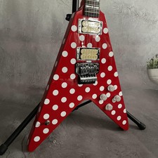 Guitarra elétrica de fábrica vermelha V Randy Rhoads branca bolinhas corpo sólido Floyd Rose comprar usado  Enviando para Brazil