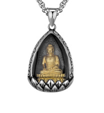 Collar colgante de Buda amuleto budista para hombre joyería de acero inoxidable segunda mano  Embacar hacia Mexico