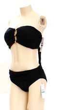 Terno de banho feminino Carmen Marc Valvo 2 peças biquíni preto bandeau duas peças GG, usado comprar usado  Enviando para Brazil