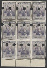 Capo Verde #RA1 1925 Pombal Postal Tax Printer’s proof block of 9 comprar usado  Enviando para Brazil